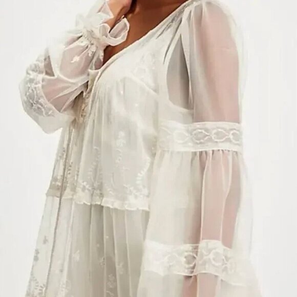 Free People NWOT Stevie Embroidered Mesh & Lace Maxi Dress in Tea - xs - Picture 3 of 6
